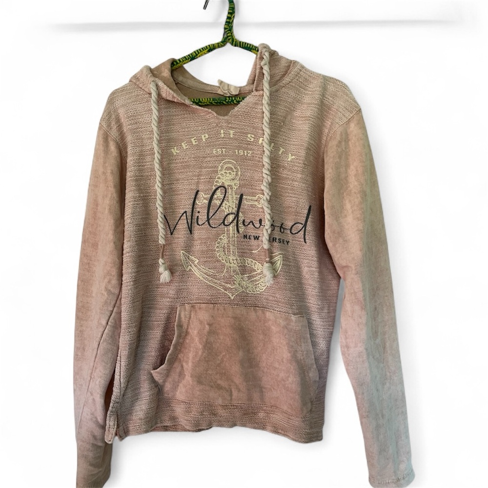 Vintage Look Pink Wildwood, NJ Anchor Hoodie